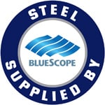 Steel Supplied by Bluescope Steel Logo